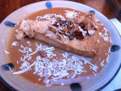 La Biznaga susto, coconut flan in caramel and mezcal suace