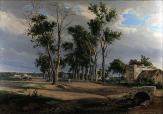 "The Alameda," one of five Hermann Lungwitz paintings of San Antonio from the 1850s, donated by Louis Ulrich
