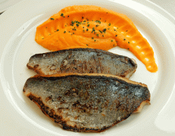 le cabrera grilled trout with pureed squash