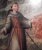 detail from "Martyrdom of Franciscans at Mission San Saba," by Jose de Paez, 1765