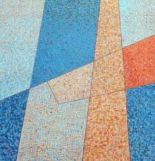 "Confluence of Civilizations," Carlos Merida, 1968, detail of glass tile mosaic