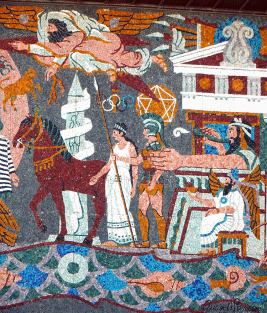 "Confluence of Civilizations," Juan O'Gorman, 1968, detail of stone mosaic