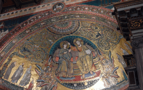 "Coronation of the Virgin," mosaic by Jacopo Torriti, 1295