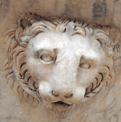 lion on a tub in the Diocletian Baths