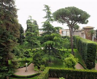 gardens of Villa Farnesina viewed from Palazzo Corsini