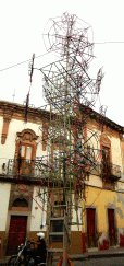 castillo erected for fireworks to celebrate the Festival of the Virgin of Loreto