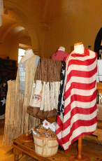 wrapping-oneself-in-a-flag display in main Alamo Gift Shop
