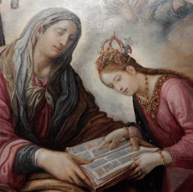 detail of "Santa Ana ensenando a leer a la Virgen," Juan de Roelas, 1615