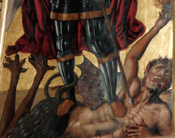 Devil in a detail of painting of Saint Michael, Monumental Complex Donnaregina