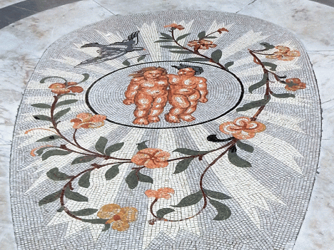 "Gemini," mosaic flooring in Galleria Umberto I